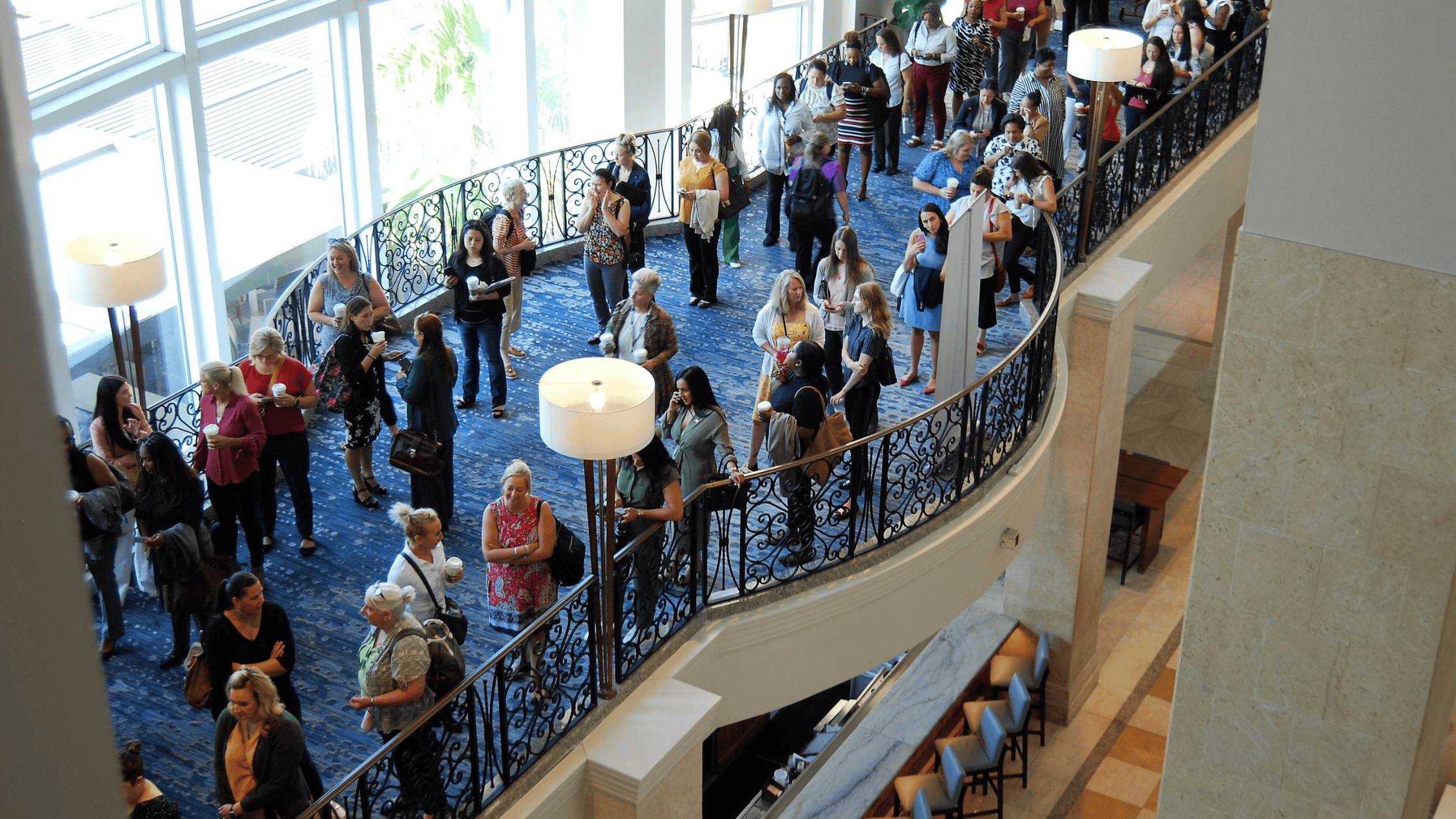 Law enforcement professionals lining up for the WIFLE Leadership Training 2024 in Washington, DC.