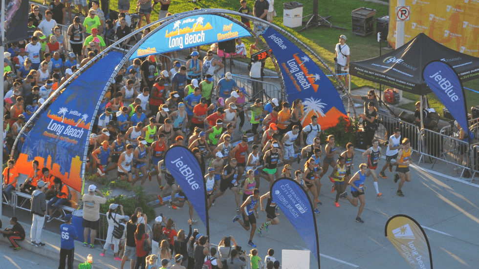 Runners and spectators gathered at the start line of the OC Marathon.