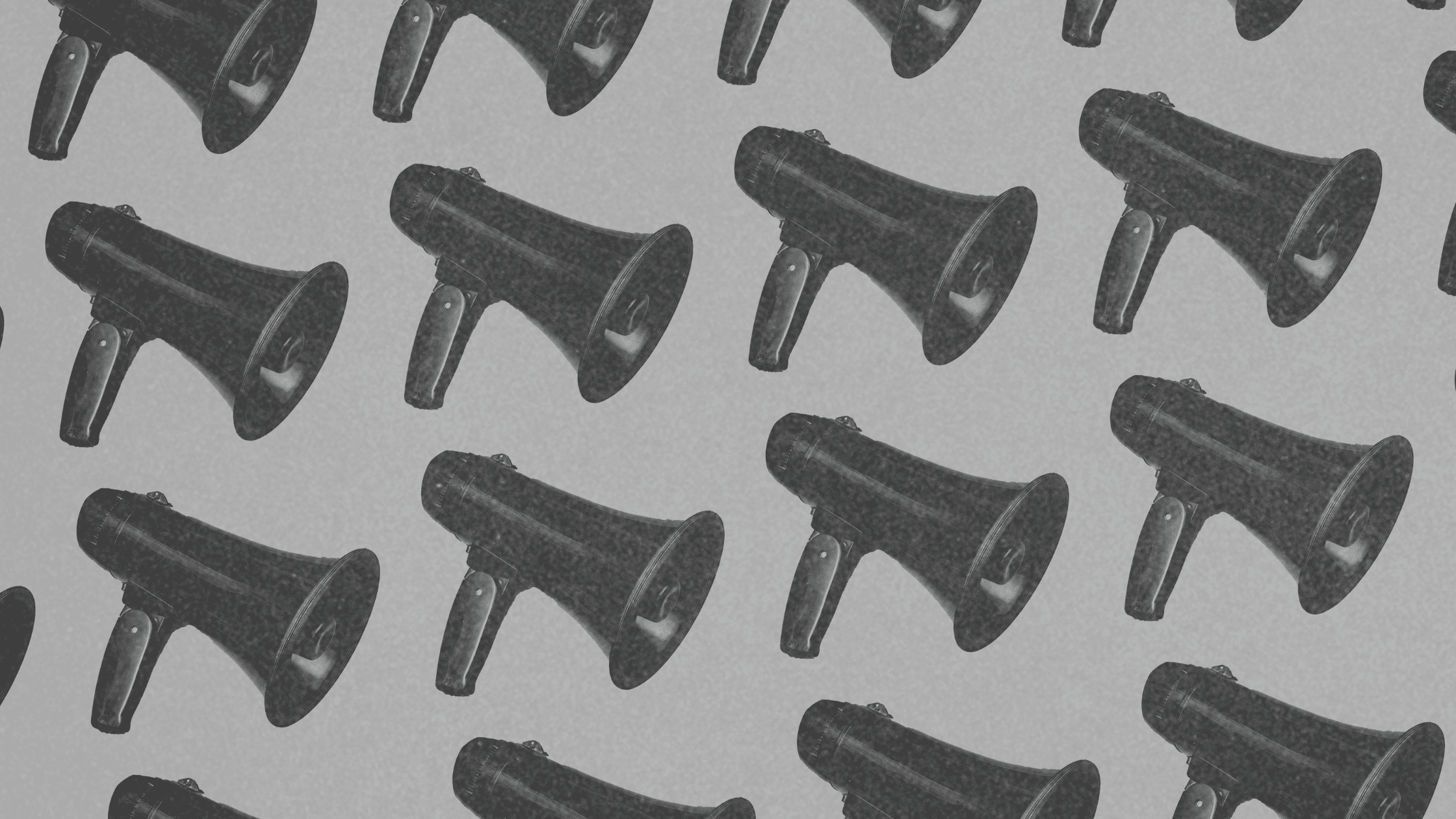 digital layout of megaphones symbolizing AI in event marketing, representing how artificial intelligence enhances audience engagement and event promotion.